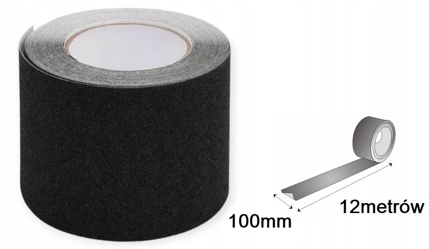 PROTIŠMYKOVÁ PÁSKA 100mm 12 metrov NA SCHODY, ČIERNA